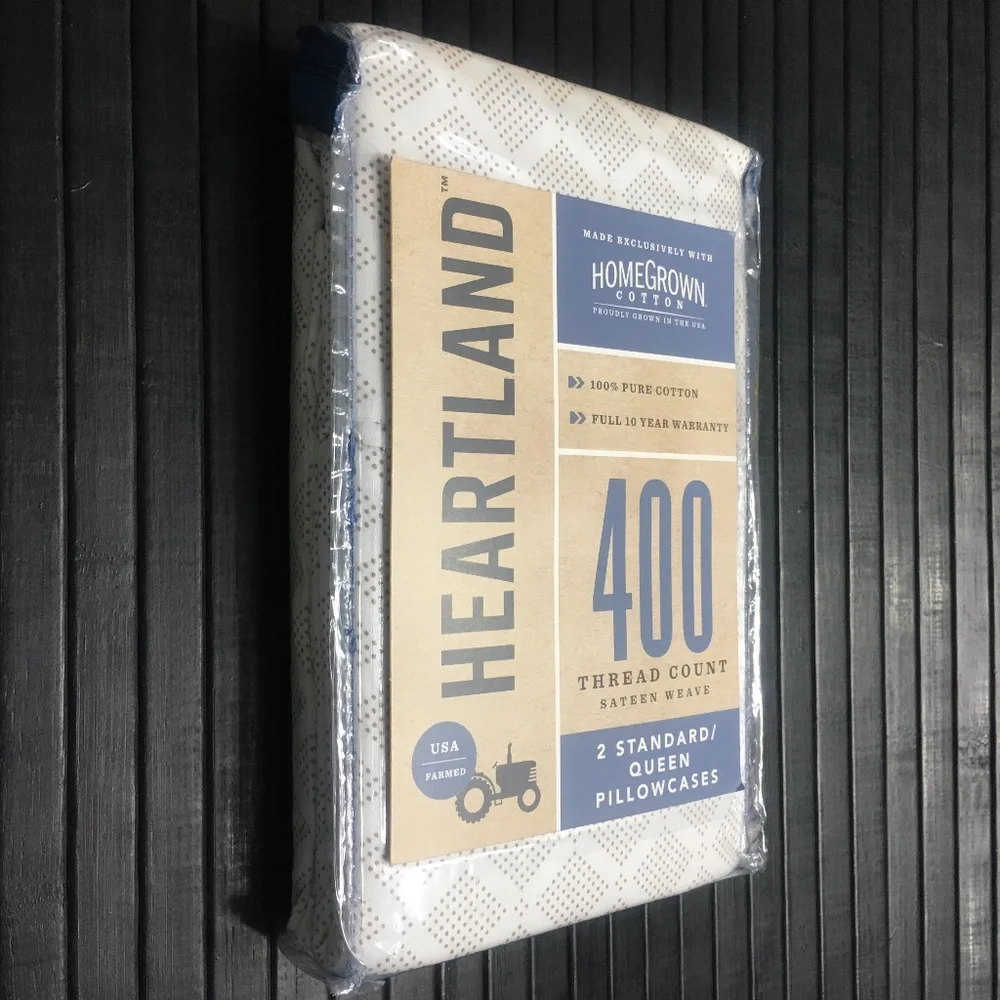 TAN DIAMOND DOT Heartland 400 TC 100% Cotton Sateen STANDARD QUEEN Pillowcases